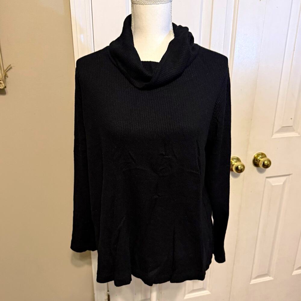 J.Jill Wearever Collection Black Cowl Neck Knit Pullover Sweater Size L
